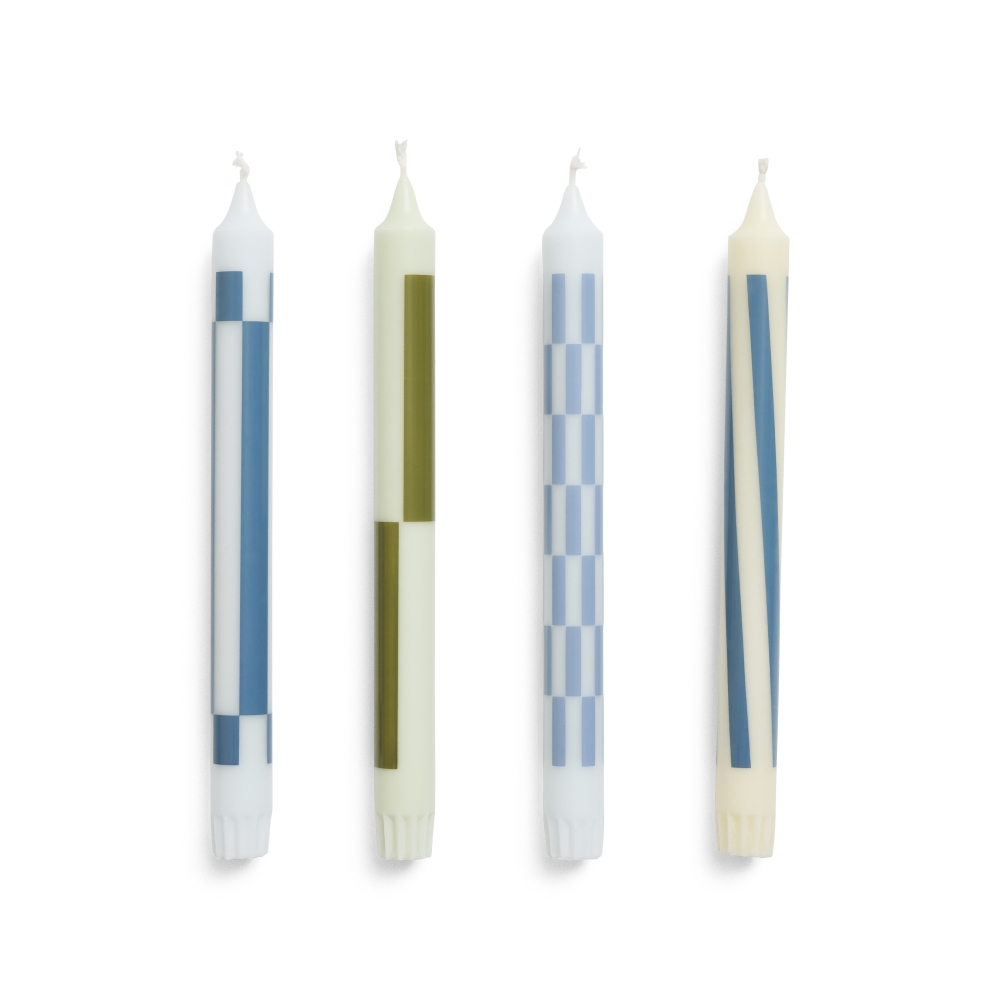 AB361-D783_Pattern Candle Set of 4 green and blues